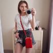 Ladies Green Mobile Phone Bag - H2107 Shoulder Messenger Pebbled Wallet - 8