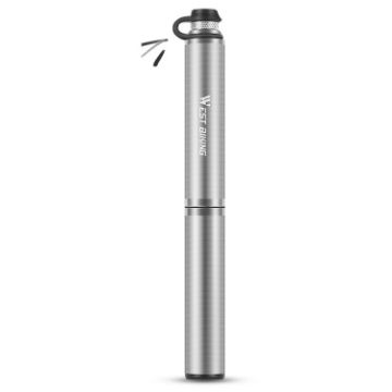 West Biking Portable High Pressure Bicycle Pump - Silver, Mountain & Road - 1