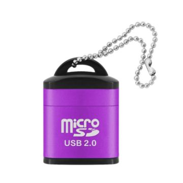 Purple 480Mbps Mini Micro SD TF Memory Card Reader for Phone & Computer - 1