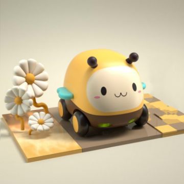 Cute Bee Pull Back Car Toy - Cartoon Pet Mini Puzzle Inertia for Kids - 1