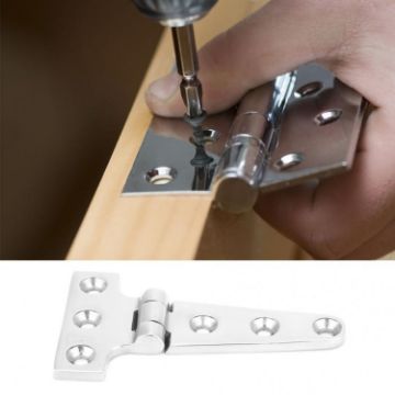 Thickened Stainless Steel T-Shaped Hinge for Cabinet Glass Door 151x75x4.5mm - 1