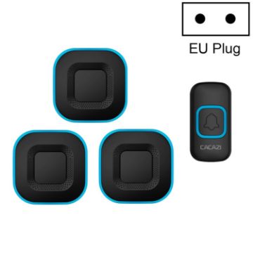 CACAZI V028F Wireless Music Doorbell, EU Plug, Black, 1 Receiver 3 Transmitters - 1