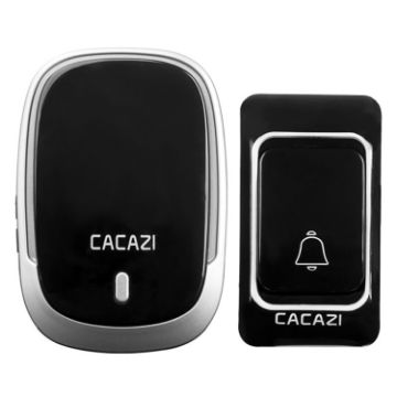 CACAZI Smart Waterproof Wireless Doorbell EU Plug Black Multifunctional - 1
