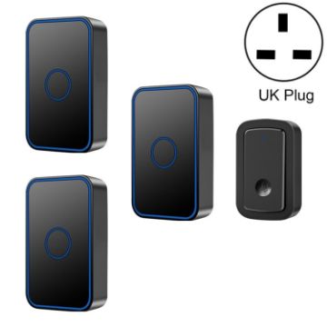 CACAZI A19 Wireless Music Doorbell, No Battery, UK Plug, Black, 1 for 3 - 1