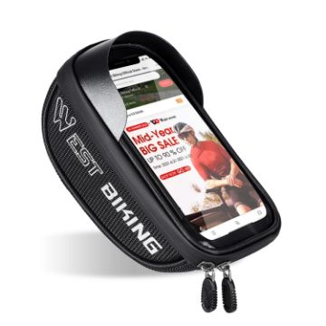 WEST BIKING Waterproof Bike Handlebar Phone Bag - Touch Screen, Reflective - 1