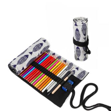 48 Holes Saury Canvas Pen Curtain Color Lead Roller Pen Bag Storage - 1