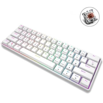 LEAVEN K28 61-Key RGB Wireless Bluetooth/Wired Mechanical Keyboard White - 1