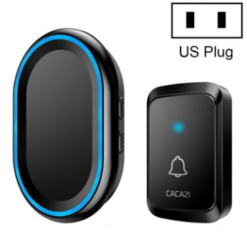 CACAZI A80 Wireless Music Doorbell, No Battery, US Plug, Black - 1