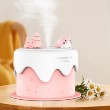 M328 Pink Mini Desktop Night Light & Humidifier - Cartoon Cake Design - 1