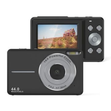 DC403L-AF 2.4" 16X Zoom HD Digital Camera for Kids - UK Plug, Black - 1