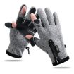 Warm Fingerless Fishing Gloves, Touch Screen, Size L, Grey - Outdoor Sports - 1