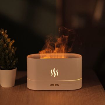 Flame Aroma Diffuser Night Light Humidifier - White | Home Fragrance - 1