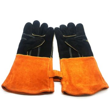 Cut-Proof Leather Welding Gloves JJ-S2011, Free Size, Yellow Black - 1