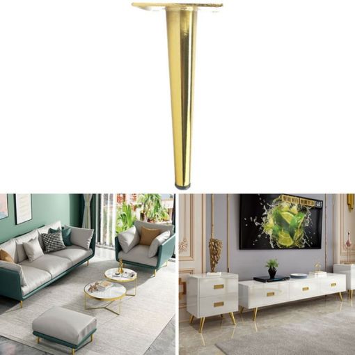 Cone Round Tube Furniture Support Legs - Straight Cone 15cm (Titanium) - 1