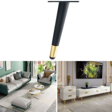 Cone Round Tube Furniture Support Legs - Oblique Cone 12cm (Black Gold) - 1