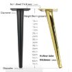 Cone Round Tube Furniture Support Legs - Oblique Cone 15cm (Titanium) - 4
