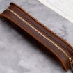 Vintage Handmade Genuine Leather Zipper Pencil Case Brown W-T18 - 5