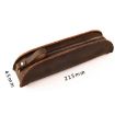 Vintage Handmade Genuine Leather Zipper Pencil Case W-T18 (Coffee) - 3