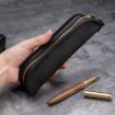 Vintage Handmade Genuine Leather Zipper Pencil Case - Ink Green W-T18 - 6