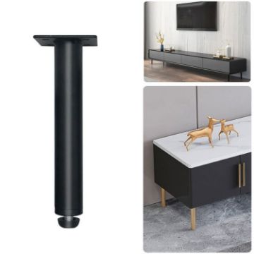 Adjustable Metal Furniture Support Legs, 15.5cm Height, Matte Black - 1