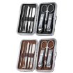 Stainless Steel Nail Trimming Grooming Set - Dark Brown - 2
