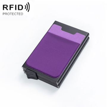 RFID Aluminum Alloy Coin Card Holder - Anti-Degaussing (Black Purple) - 1