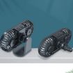 Car Double Head LED Electric Fan - USB Mini Fan for Air Outlet (Black) - 6