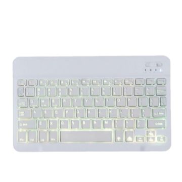 78 Keys RGB Backlit Bluetooth Keyboard for Mobile/Tablet - White, 10 Inch - 1