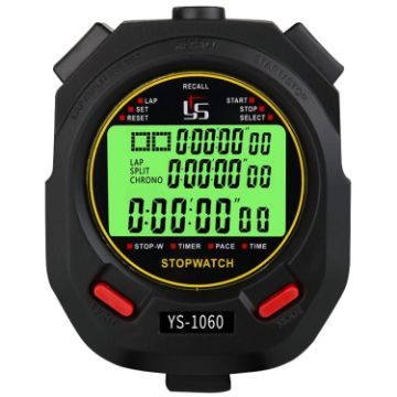 YS 3 Rows Luminous Stopwatch Timer YS-1060, 60 Memories Referee Training - 1
