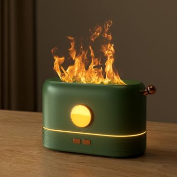 JF801 Desktop Flame Aroma Diffuser Humidifier - Monochrome Light-Green - 1