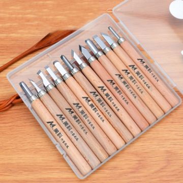 MYTEC 12 PCS Woodworking Rubber Stamp Carving Tool Knife Set - 1