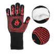 Silicone BBQ Gloves - High Temp Resistant, Anti-Scalding (Fish Bone Black) - 4