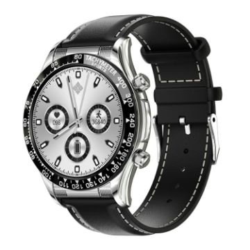 LOANIY E18 Pro Smart Watch with Bluetooth Calling & NFC, Black Leather - 1