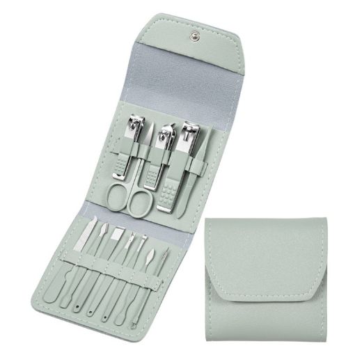 12-in-1 Matcha Green Nail Art Tool Set: Clippers & Dead Skin Scissors - 1