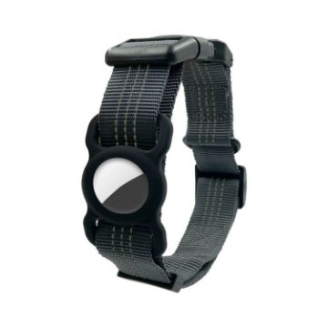 PUGGA GG1002 Dog GPS Collar for AirTag, M, Deep Gray Polyester - 1