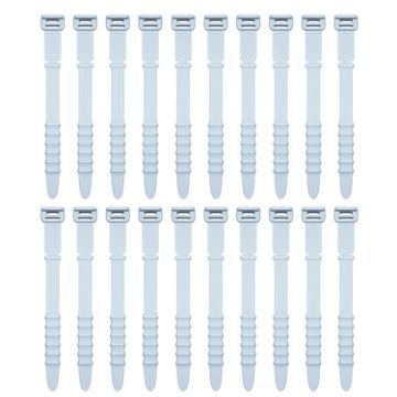 Fishbone Silicone Cable Tie Organizer - 3 Sets, 20pcs/Set, White Ice Color - 1