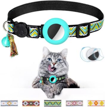 Yellow Green Pet Collar with Bell Tassel for Airtag Tracker - 1