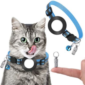 Blue Pet Anti-Lost Address Pendant Collar with Bell for Airtag - 1