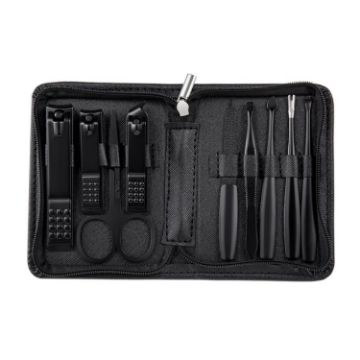 Stainless Steel Dead Skin Nail Trimming Set - 9 PCS (Black) - 1
