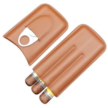 Portable X11 Cigar Holster Humidor & Cigarette Case, Brown Finish - 1