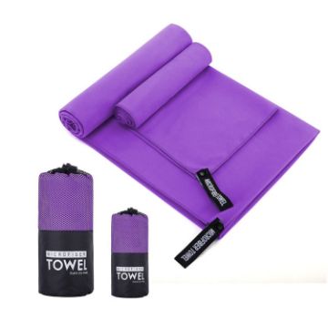 Quick Dry Microfiber Sports Towel 40x80cm with Mesh Bag - Purple - 1