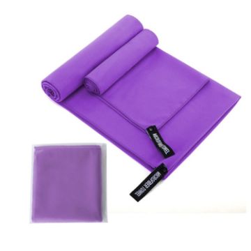 Quick Dry Microfiber Sports Towel 40x80cm with Purple Waterproof Bag - 1