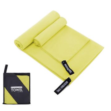 Quick Dry Microfiber Sports Towel 40x80cm - Yellow Mesh Bag - 1