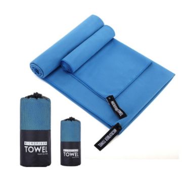 Quick Dry Microfiber Sports Towel 76x152cm - Sky Blue with Mesh Bag - 1