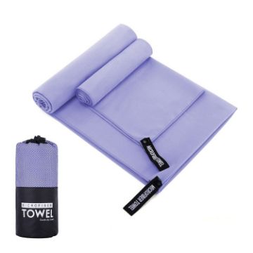 Quick Dry Microfiber Sports Towel 76x152cm - Light Purple Mesh Bag - 1