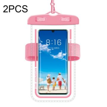 2 PCS Waterproof Armband Cell Phone Case Bag - Macaron Red - 1