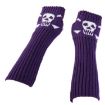 Black Jacquard Skull Fingerless Knit Ski Gloves - Warm Winter Wear - 5