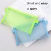 Hechooses D033 Transparent Mesh Exam Pen Bag, Square Style, Pink - 4