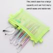 Transparent Mesh Exam Pen Bag - Hechooses D033, Square Style, Green - 6