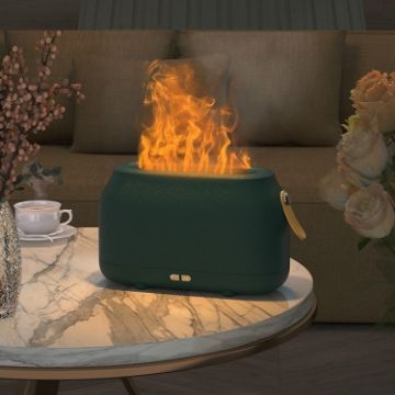 Green Simulation Flame Aromatherapy Humidifier with Ambient Light - 1
